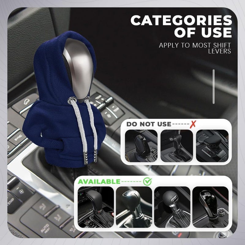 RGOAANC Gear Shift Hoodie, Gear Shift Cover, Fashionable Hoodie Automotive Gear Shift Knob Protector, Car Accessories Mini Sweater Gear Shift Knob Cover for Car Gear Shift Levers (Blue-2PCS) - Image 5